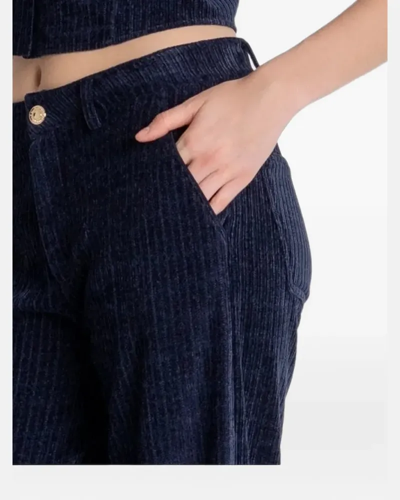 Fracomina corduroy-effect straight-leg trousers - Blau Blau
