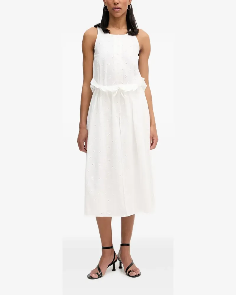 Isabelle Blanche broderie-anglaise ruffled midi dress - Weiß Weiß