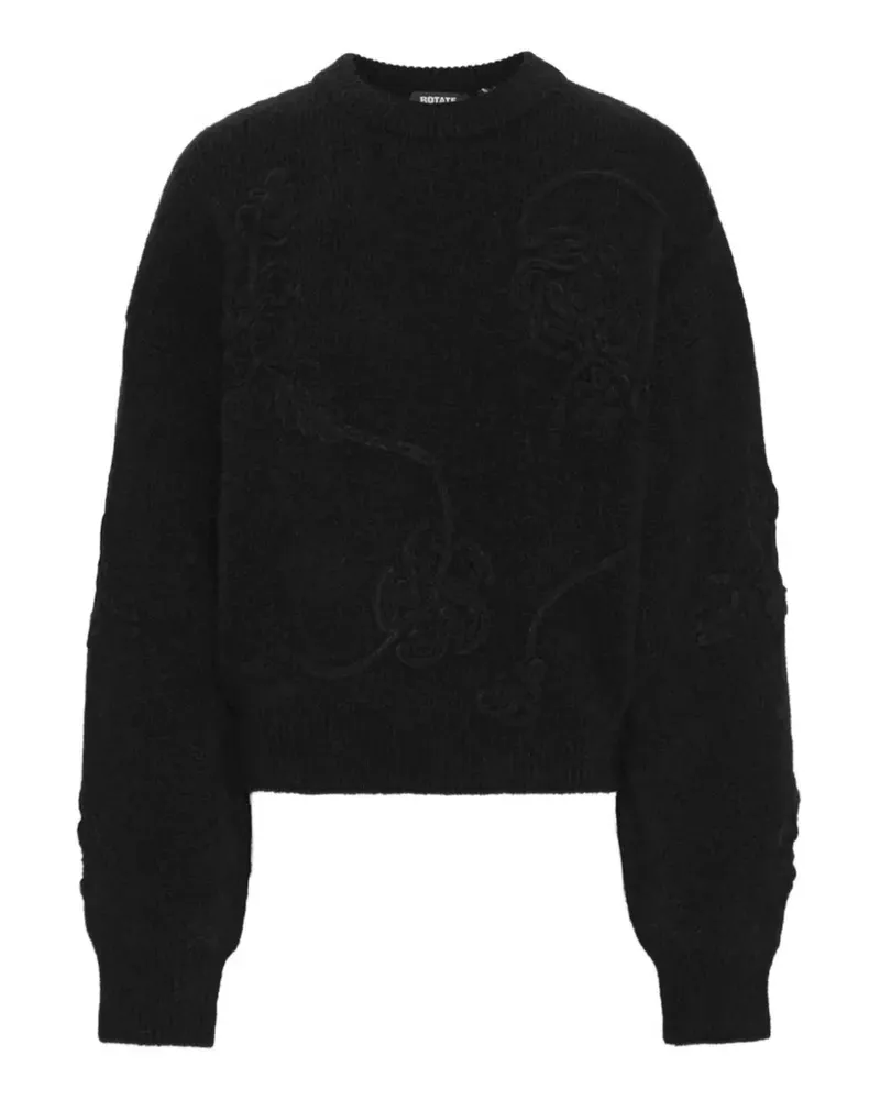 ROTATE Birger Christensen 3D flower knit - Schwarz Schwarz