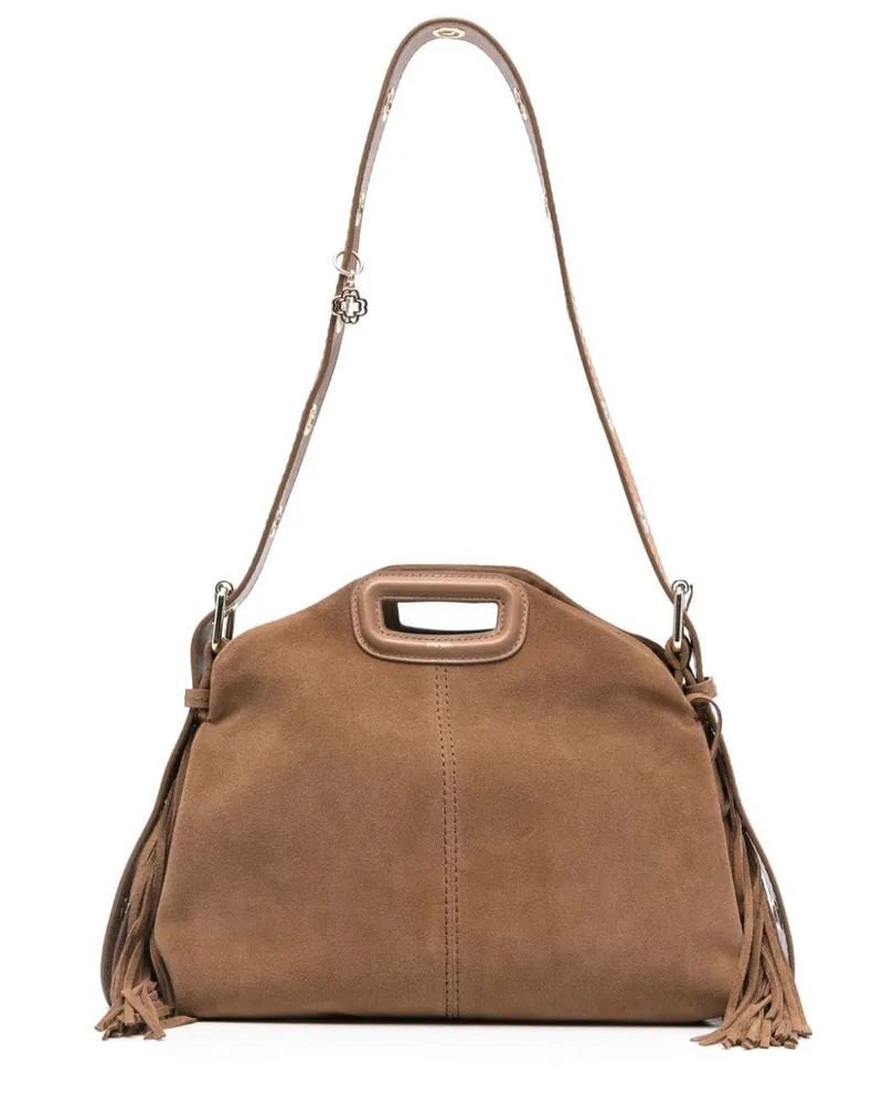 Maje Miss M Wildleder-Schultertasche mit Fransen - Braun Braun