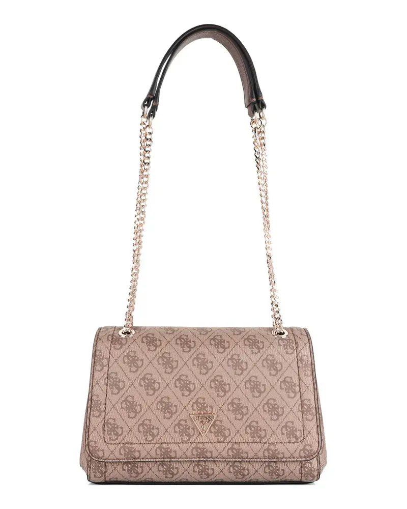 Guess logo-pattern foldover shoulder bag - Nude Nude