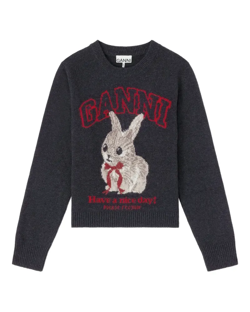 Ganni Pullover mit Hasen-Print - Grau Grau