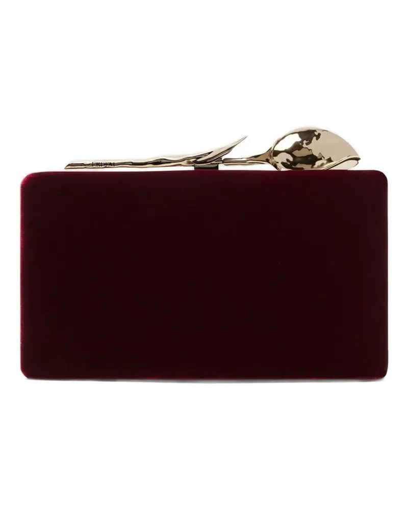 Erdem Bloom Clutch aus Samt mit Rosendetail - Rot Rot