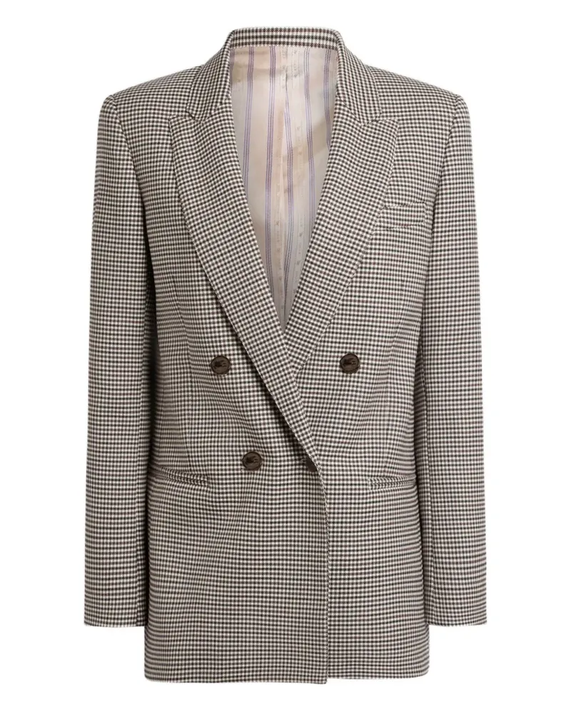Etro Doppelreihiger Blazer mit Vichy-Karo - Braun Braun