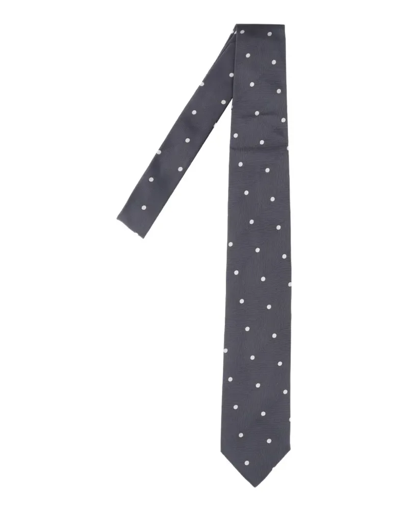 LARDINI polka-dot herringbone-pattern tie - Grau Grau