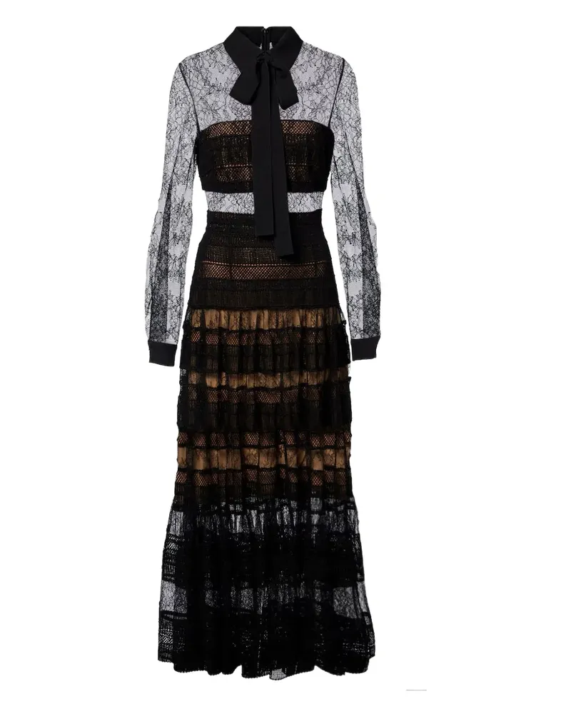 Elie Saab lace-tie midi dress - Schwarz Schwarz