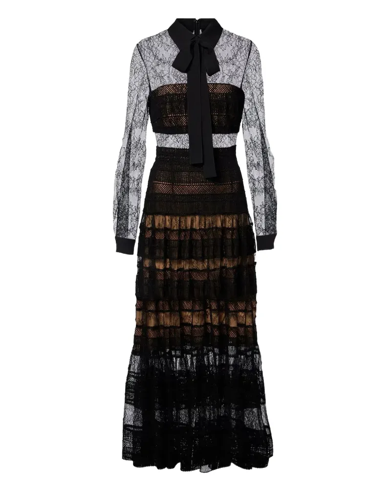 Elie Saab lace-tie midi dress - Schwarz Schwarz