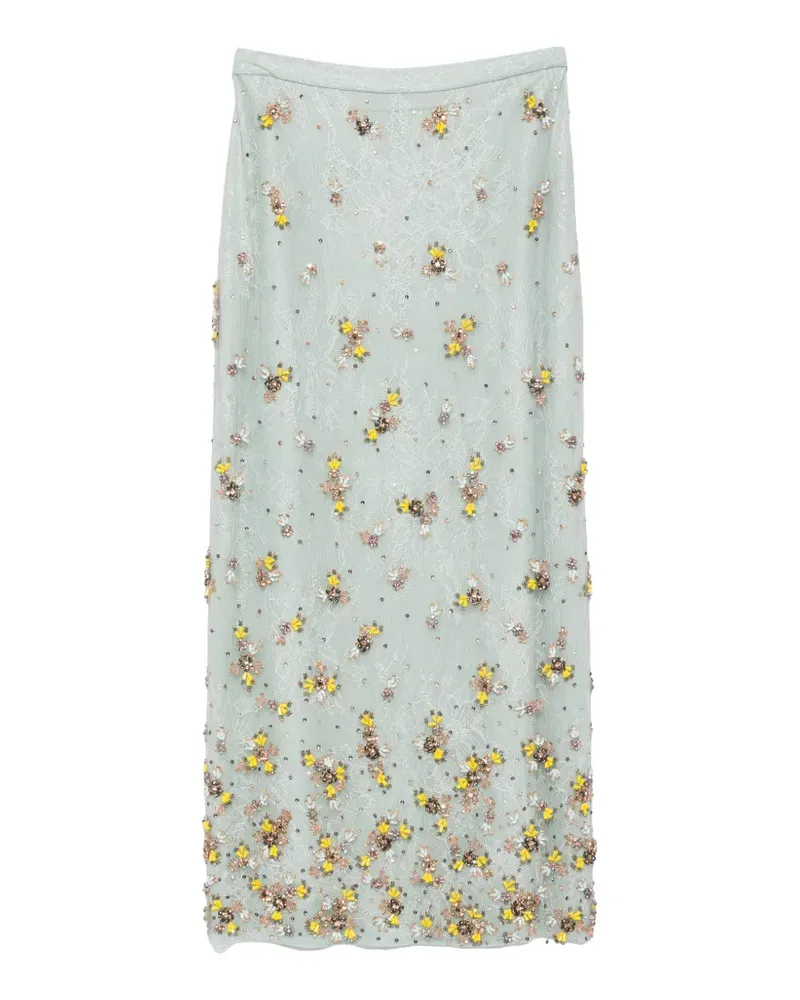 COSTARELLOS floral-embellished midi skirt - Grün Grün
