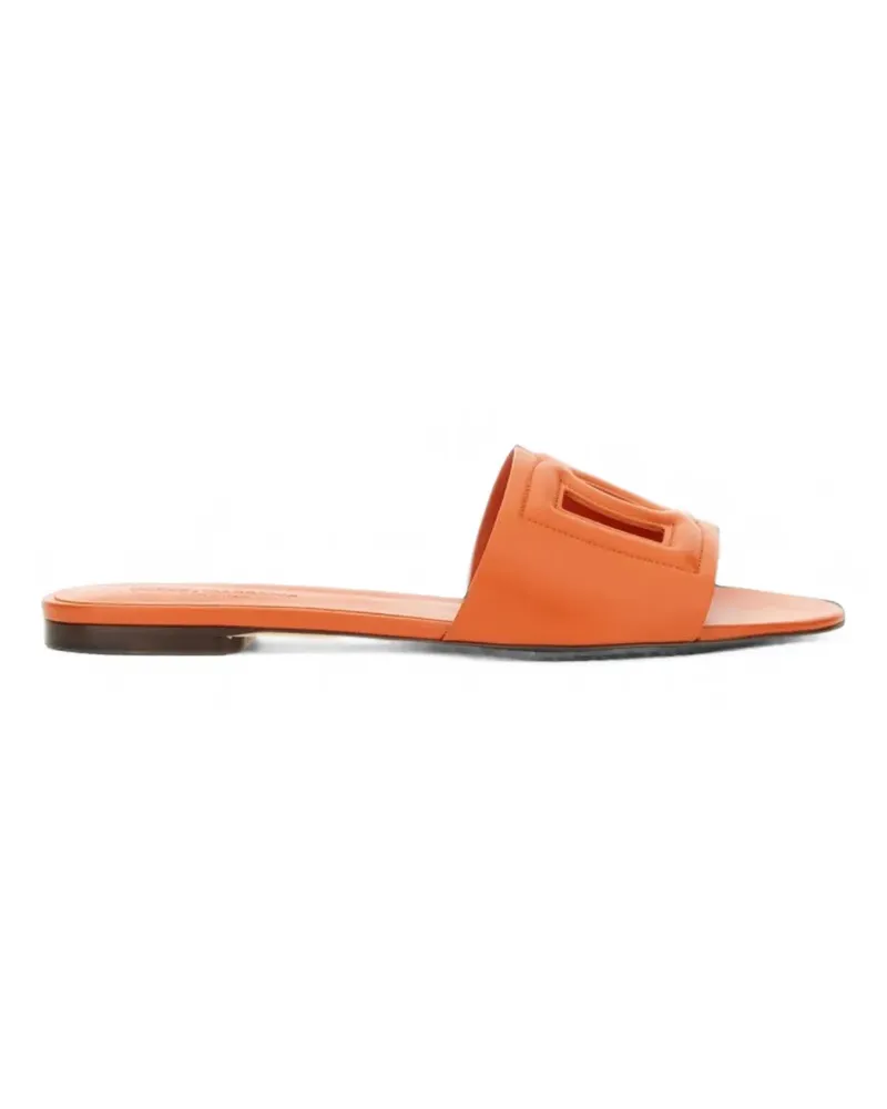 Dolce & Gabbana logo-strap leather sandals - Orange Orange