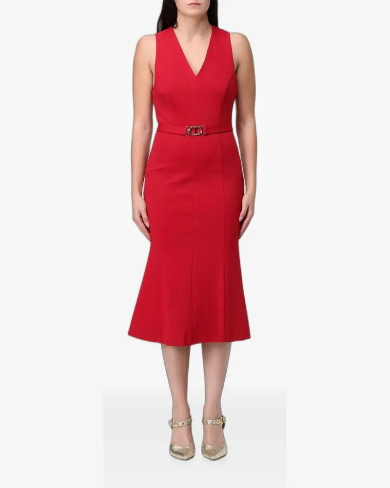 Twin-Set belted sleeveless midi dress - Rot Rot