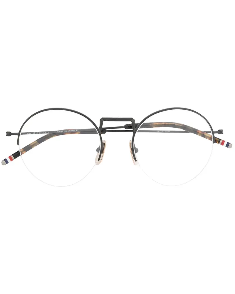 Thom Browne Brille mit rundem Gestell - Schwarz Schwarz