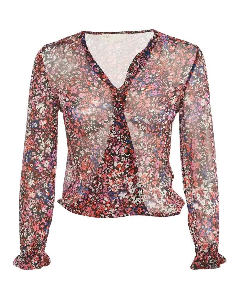 Maje Langarmshirt mit Blumenprint - Schwarz Schwarz