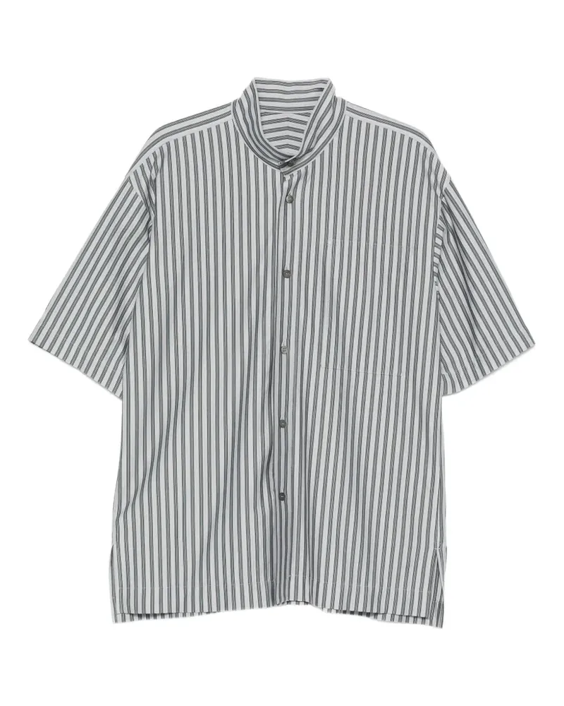 Issey Miyake striped band-collar shirt - Blau Blau