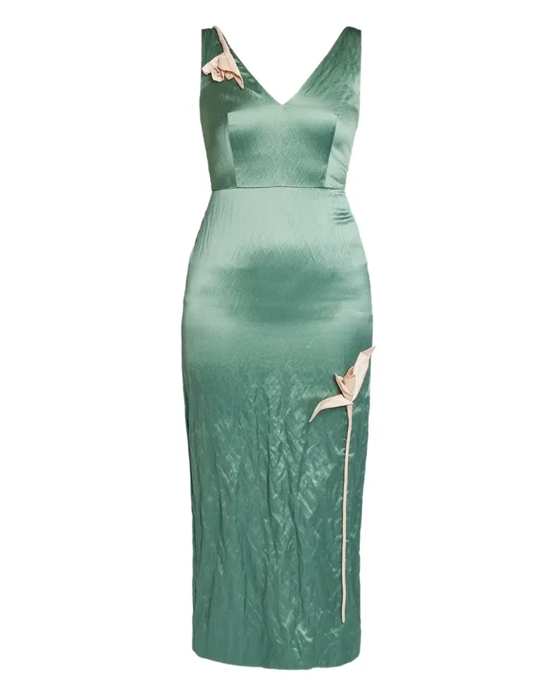 Erdem Satin-Midikleid mit Stickerei - Grün Grün
