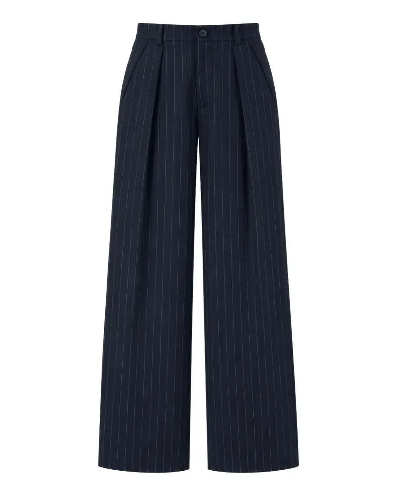 SOLOTRE Bundfaltenhose mit Nadelstreifen - Blau Blau