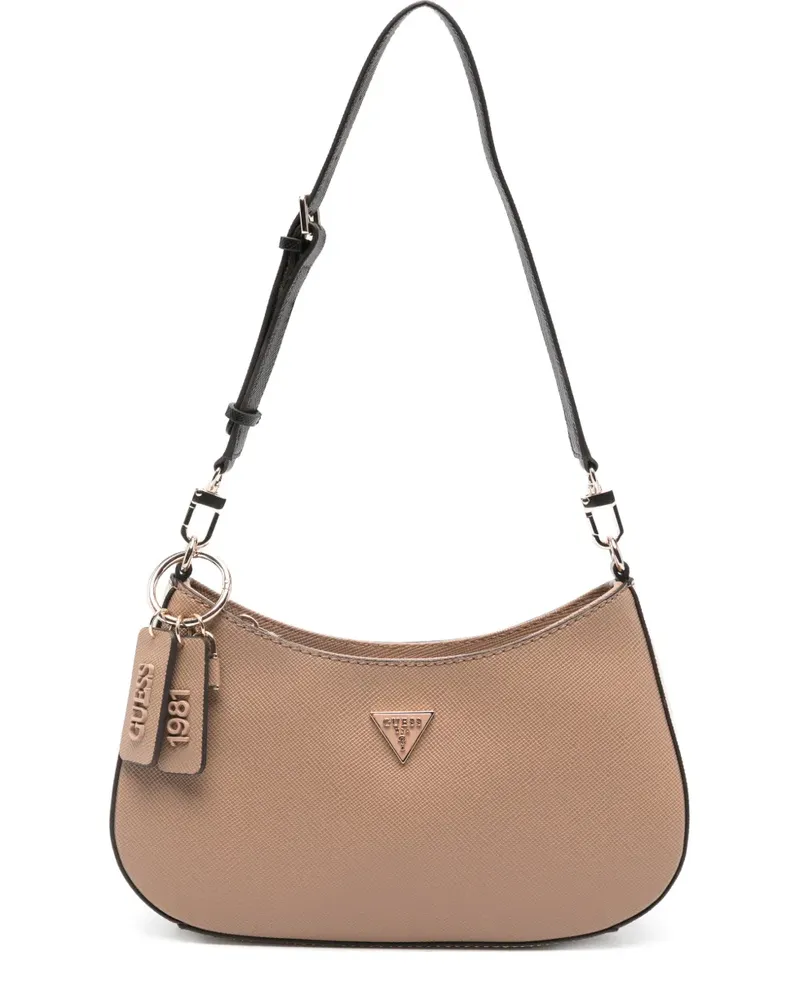 Guess Noelle Schultertasche mit Logo-Schild - Braun Braun