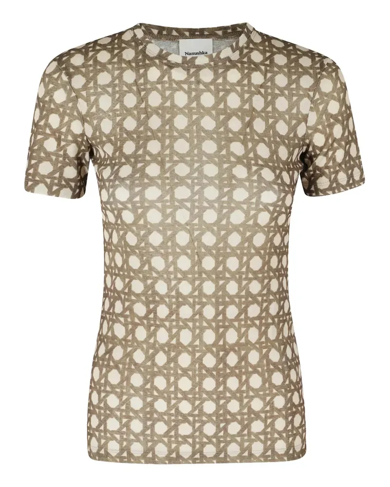Nanushka Darcy T-Shirt mit Rattan-Print - Nude Nude