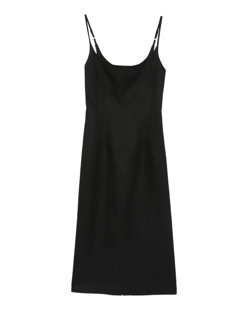 ALYSI Midikleid mit Spaghettiträgern - Schwarz Schwarz