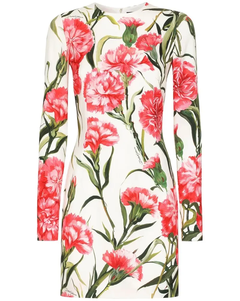 Dolce & Gabbana Minikleid mit Blumen-Print - Weiß Weiß