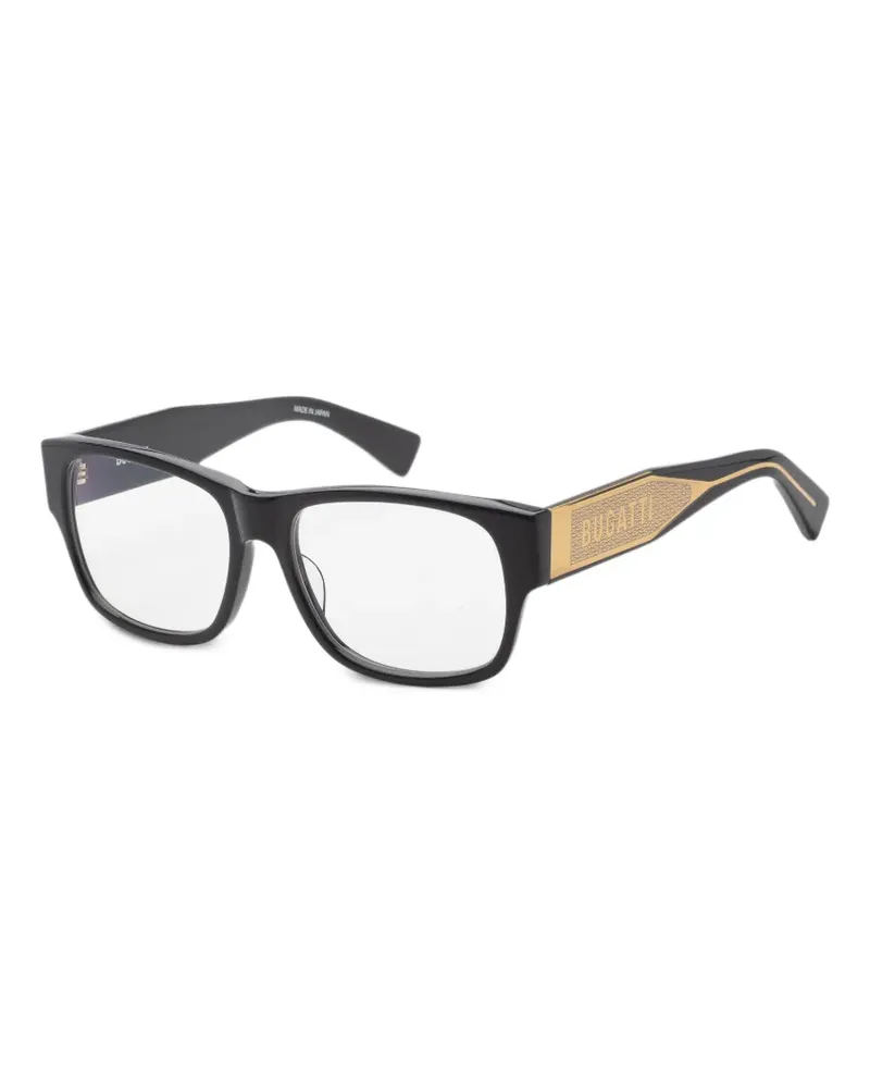 Bugatti Eckige Brille mit Logo-Gravur - Schwarz Schwarz