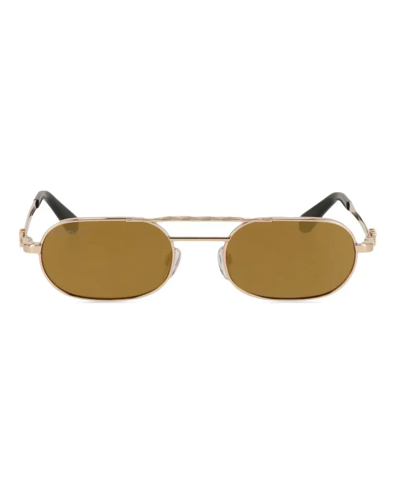 OFF-WHITE Ovale Sonnenbrille mit Doppelsteg - Nude Nude