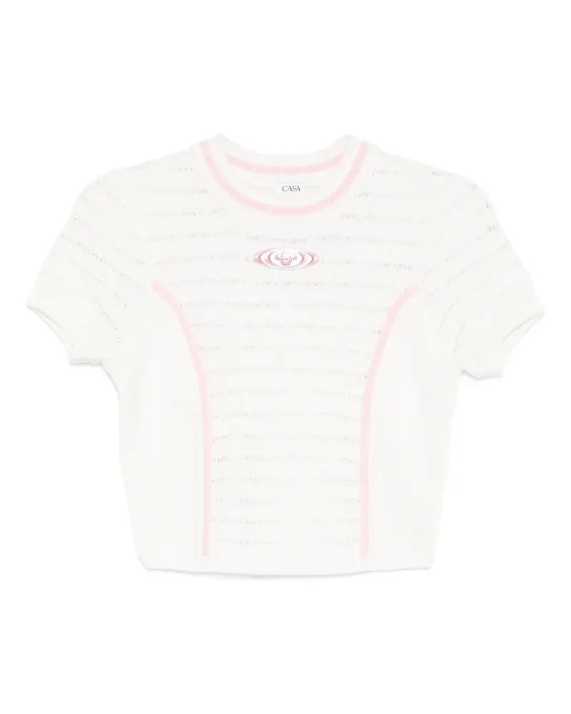 Casablanca Paris Strickoberteil mit Borte - Weiß Weiß