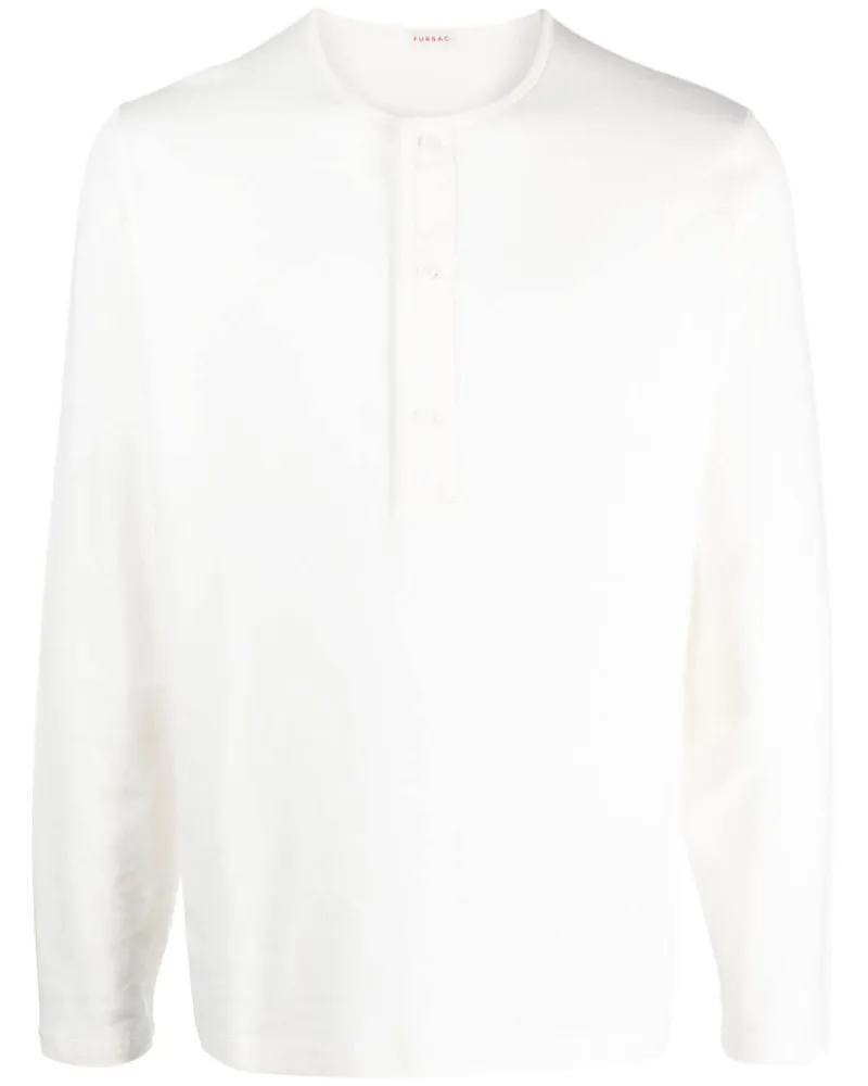 FURSAC Langarmshirt mit Knopfleiste - Weiß Weiß