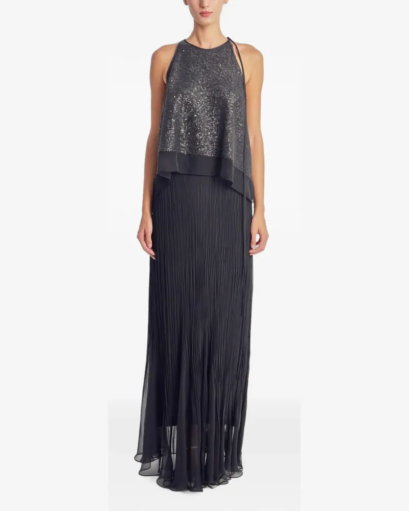 Irina Schrotter Libra Plissee-Maxikleid mit Pailletten - Schwarz Schwarz