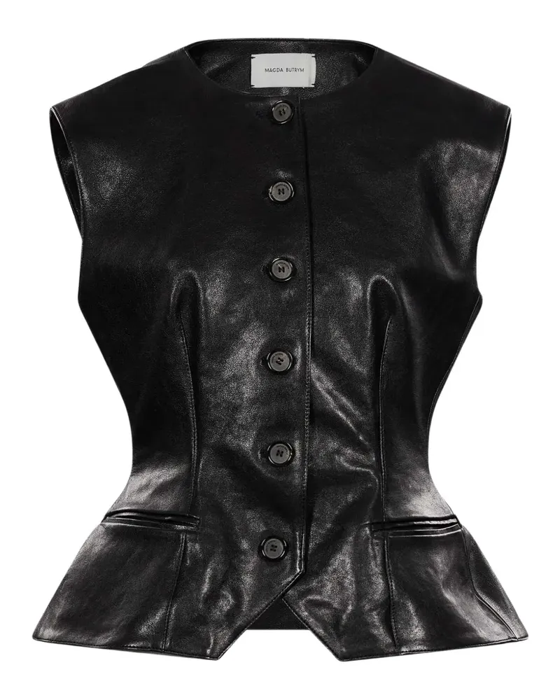 Magda Butrym peplum-hem leather gilet - Schwarz Schwarz
