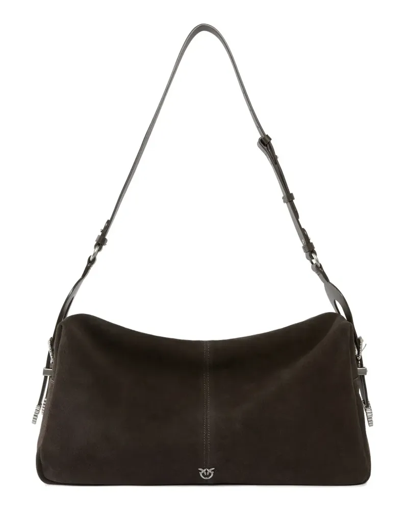 Pinko large Keeper buckle-detail suede shoulder bag - Braun Braun