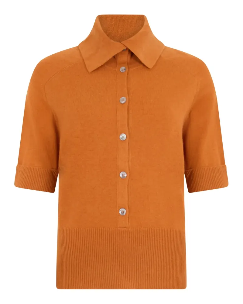 Malo ribbed polo top - Orange Orange