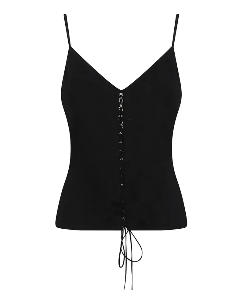 Alexander McQueen floral-jacquard lace-up top - Schwarz Schwarz