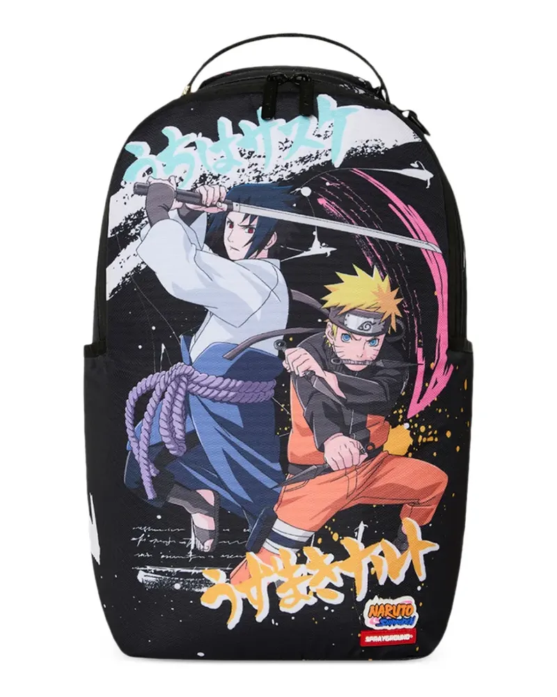 Sprayground Naruto Back to Back Attack Rucksack mit Print - Schwarz Schwarz