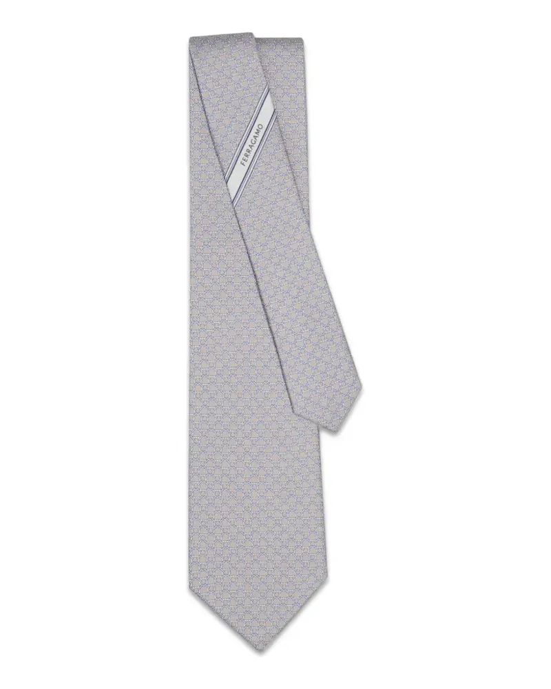 Ferragamo Link-print silk tie - Nude Nude