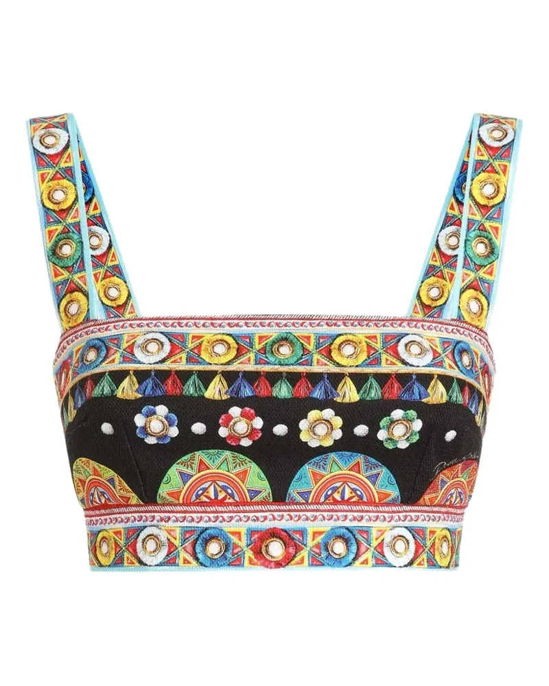 Dolce & Gabbana Top mit Carretto-Print - Schwarz Schwarz