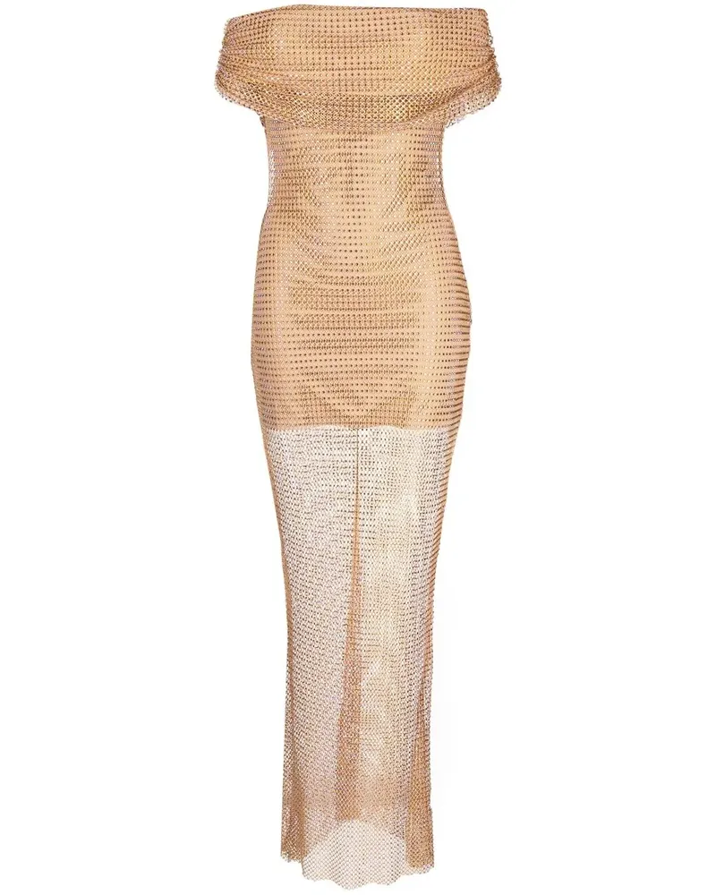 Self-Portrait Maxikleid mit Strass - Metallic Metallic