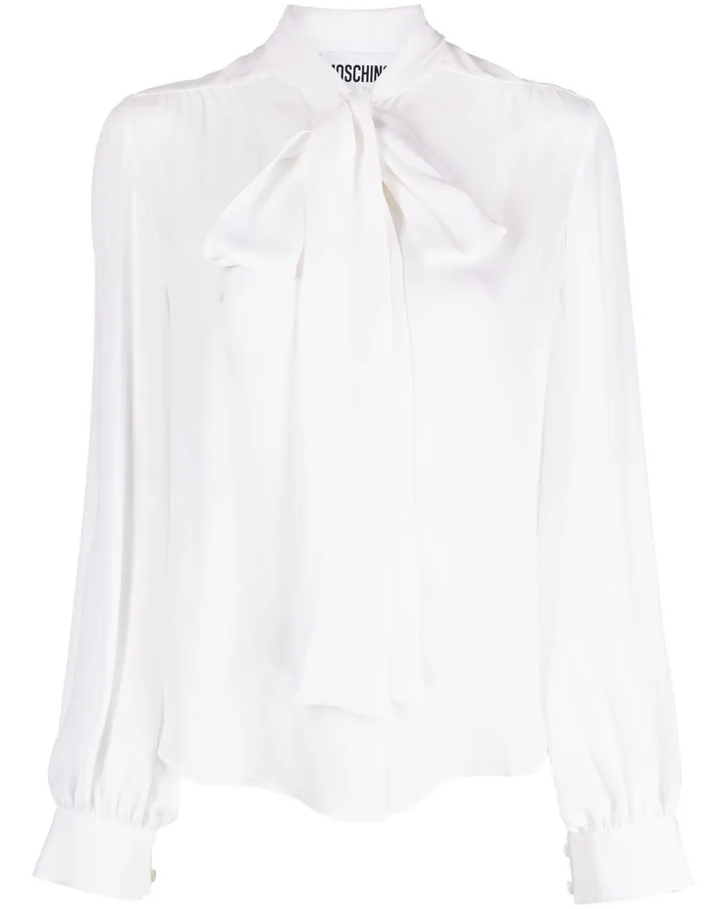 Moschino Seidenbluse mit Schleifenkragen - Weiß Weiß