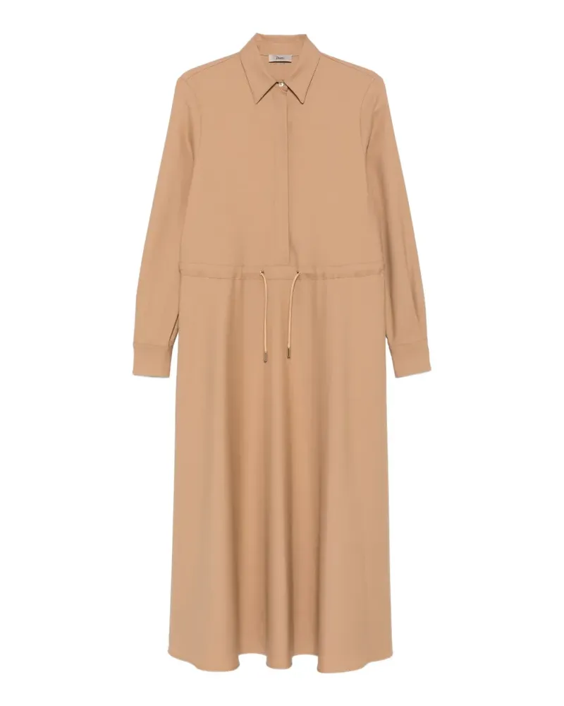 Herno Langärmeliges Maxikleid mit Kordelzug - Nude Nude