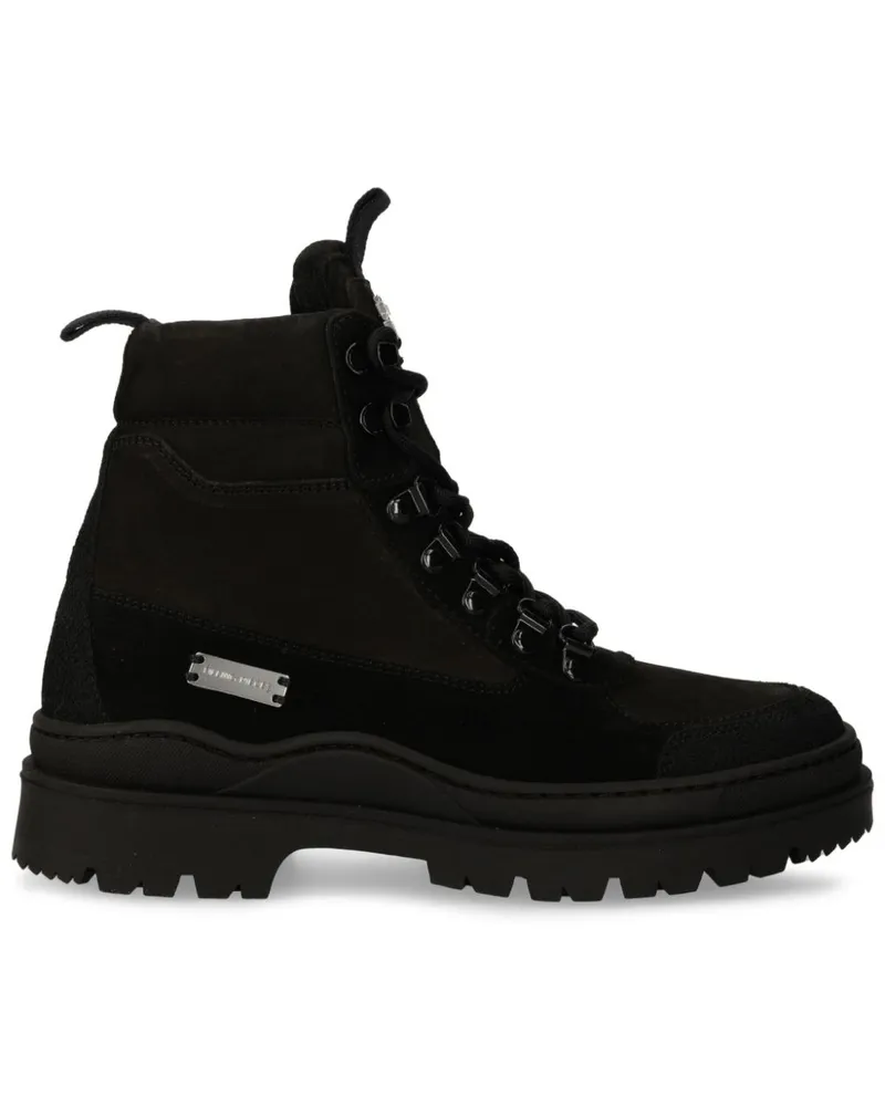Filling Pieces Stiefel aus Wildleder mit Logo-Schild - Schwarz Schwarz