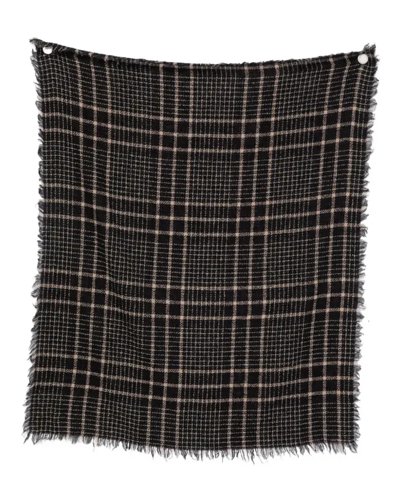 Faliero Sarti Little Perry check-pattern frayed-edge scarf - Schwarz Schwarz