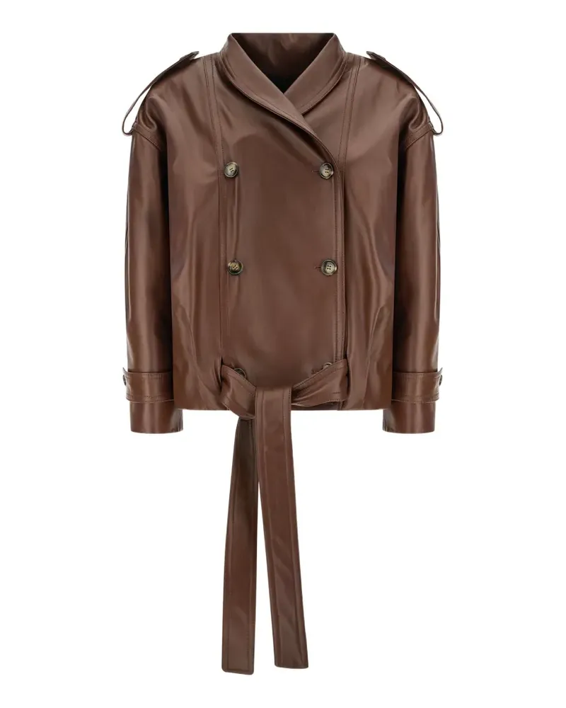 Alberta Ferretti double-breasted biker jacket - Braun Braun