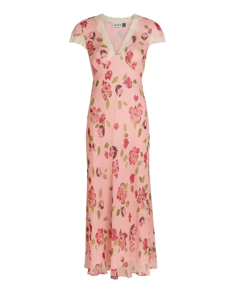 RIXO floral lace midi dress - Rosa Rosa
