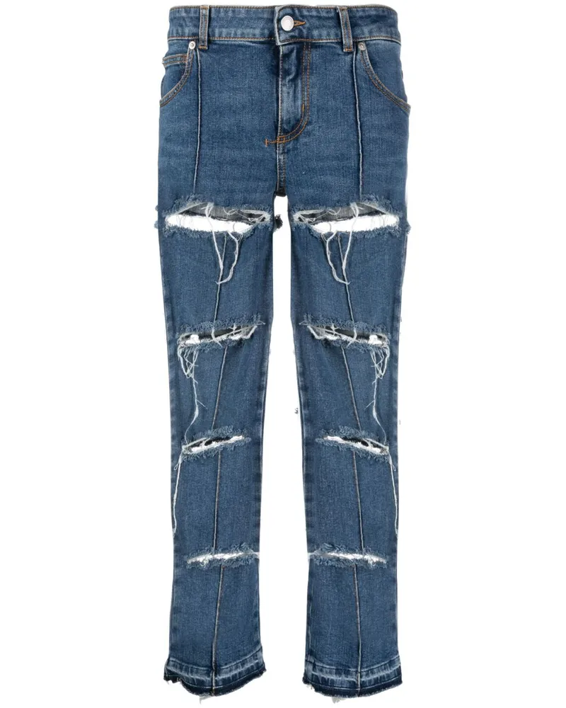 Alexander McQueen Cropped-Jeans im Distressed-Look - Blau Blau