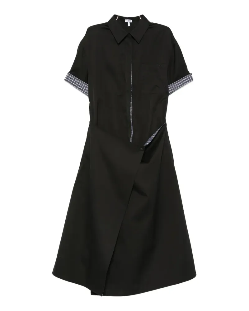 Loewe check-pattern panelled shirt dress - Schwarz Schwarz