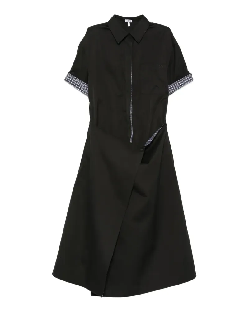 Loewe check-pattern panelled shirt dress - Schwarz Schwarz