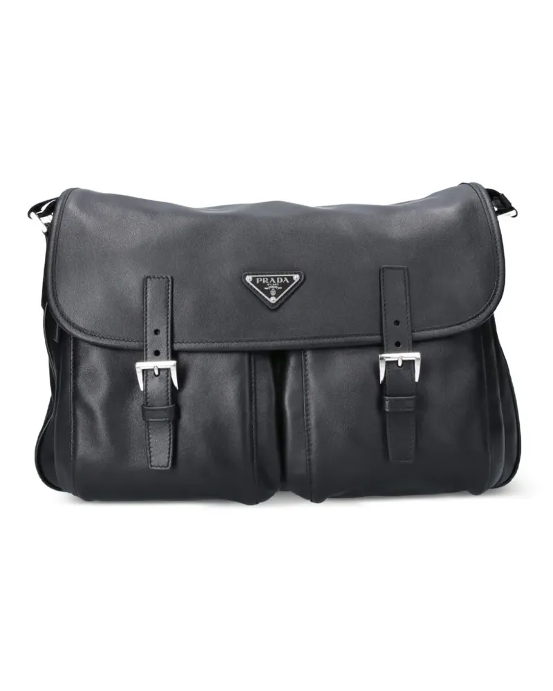 Prada Schultertasche aus Leder - Schwarz Schwarz