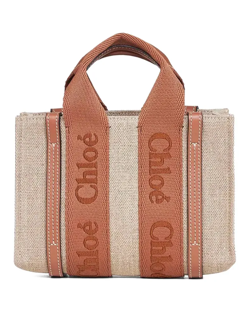 Chloé Woody Tote Bag mit Logo-Stickerei - Nude Nude