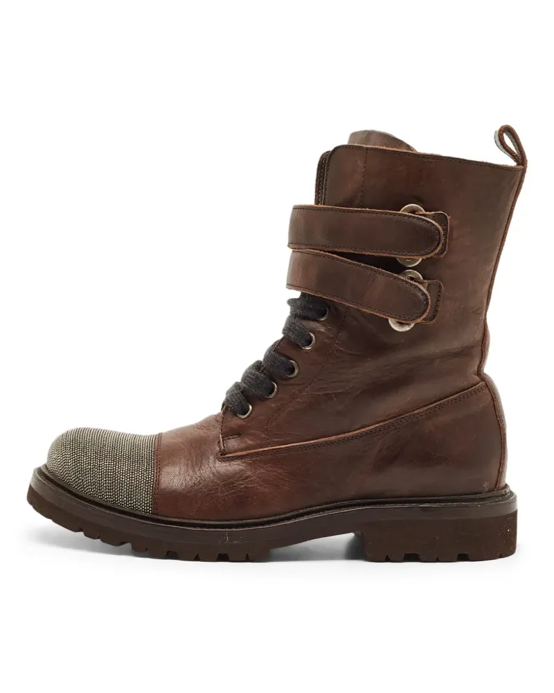 Brunello Cucinelli Bikerstiefel mit angeschnittener Kappe - Braun Braun