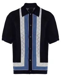 Prada Kaschmir-Poloshirt mit Streifendetail Blau