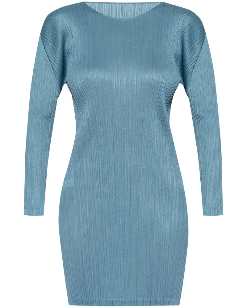 Issey Miyake Plissiertes Minikleid - Blau Blau